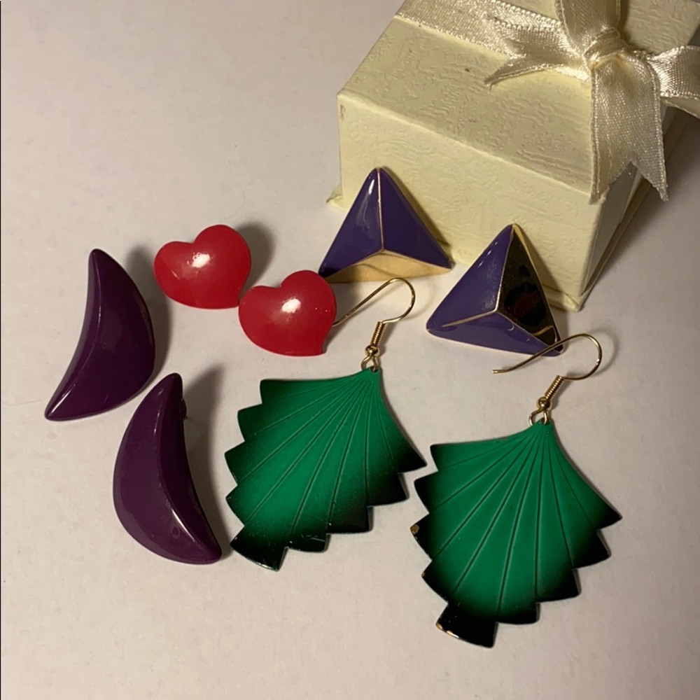 Vintage 1970s Earrings 4 Pairs